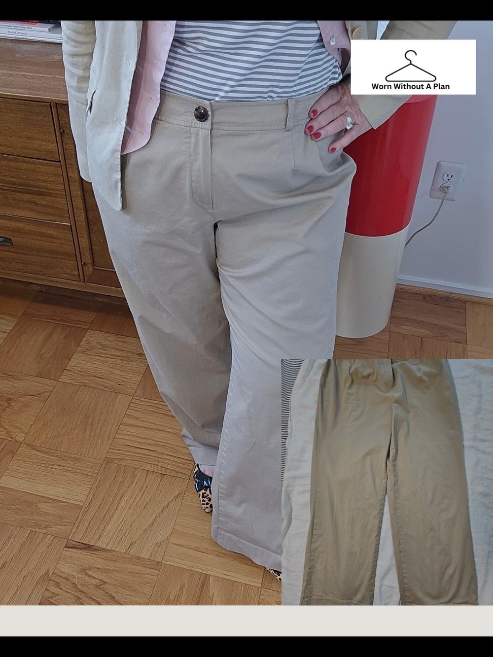 Talbots Khaki Straight-Leg Chinos - Light Tan Flat Front Size 20
